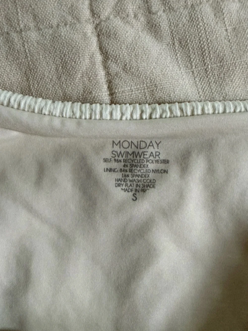 MONDAY Byron Ribbed Ivory Bikini Bottom Small